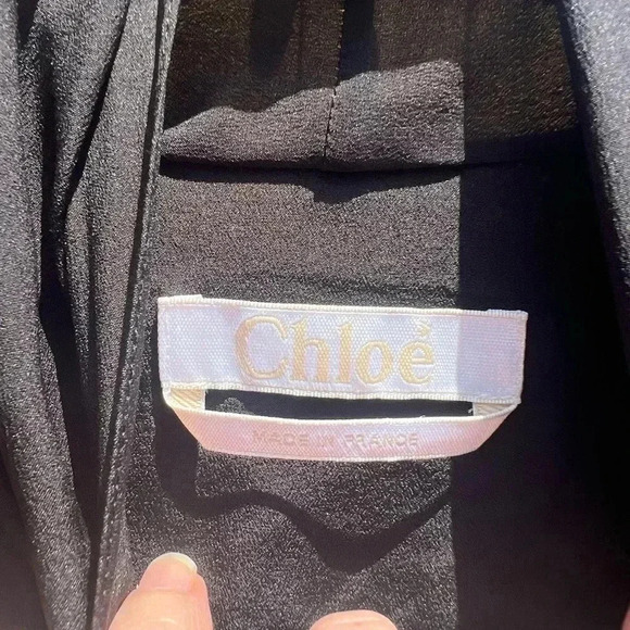 Chloe tie neck silk button down blouse size 40/large - Picture 6 of 11